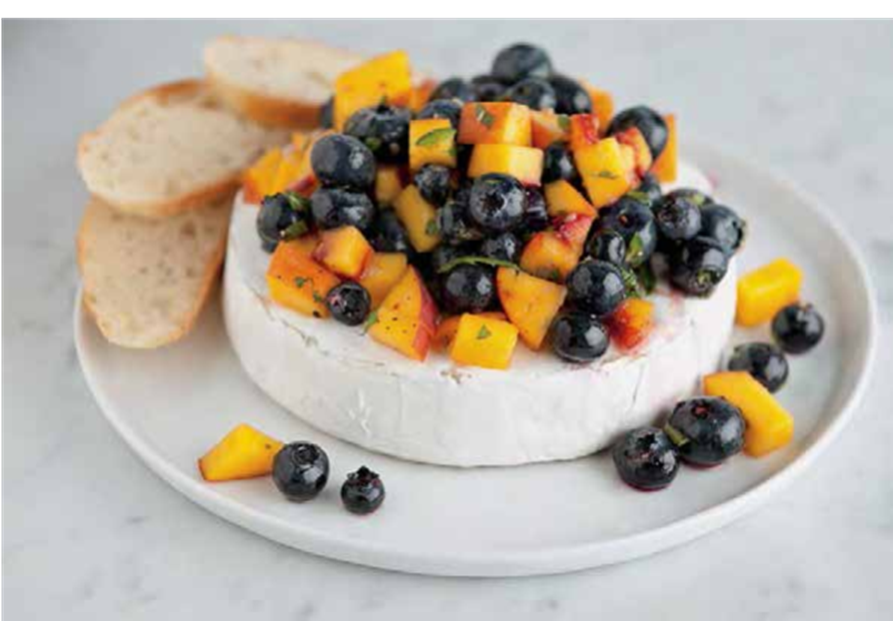 Warm Brie with Blueberry and Peach Salsa