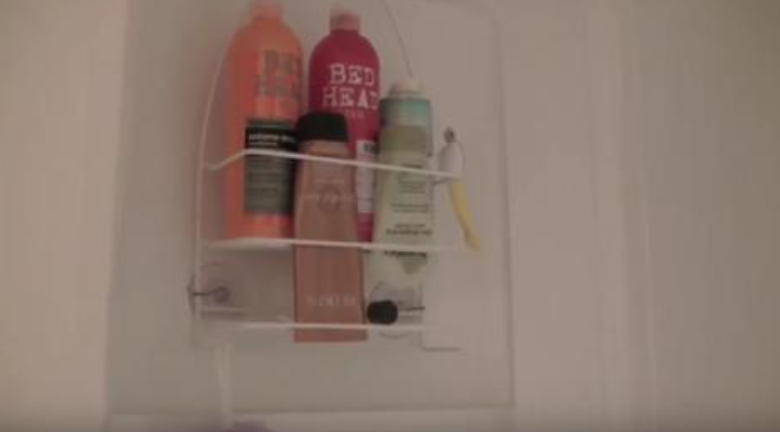 It looks like a normal shower organizer, but she uses it in a new and brilliant way!