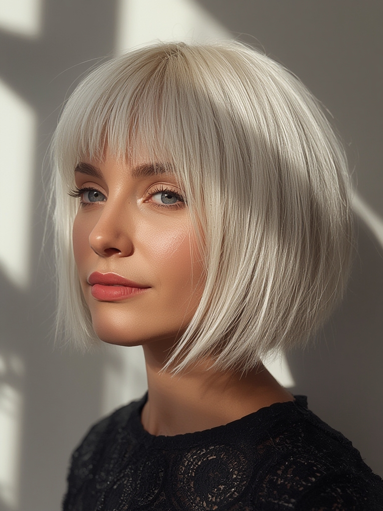 Razor Cut Bob 30 Styles - Stunning Chic 10 A platinum chic razor cut bob hairstyle